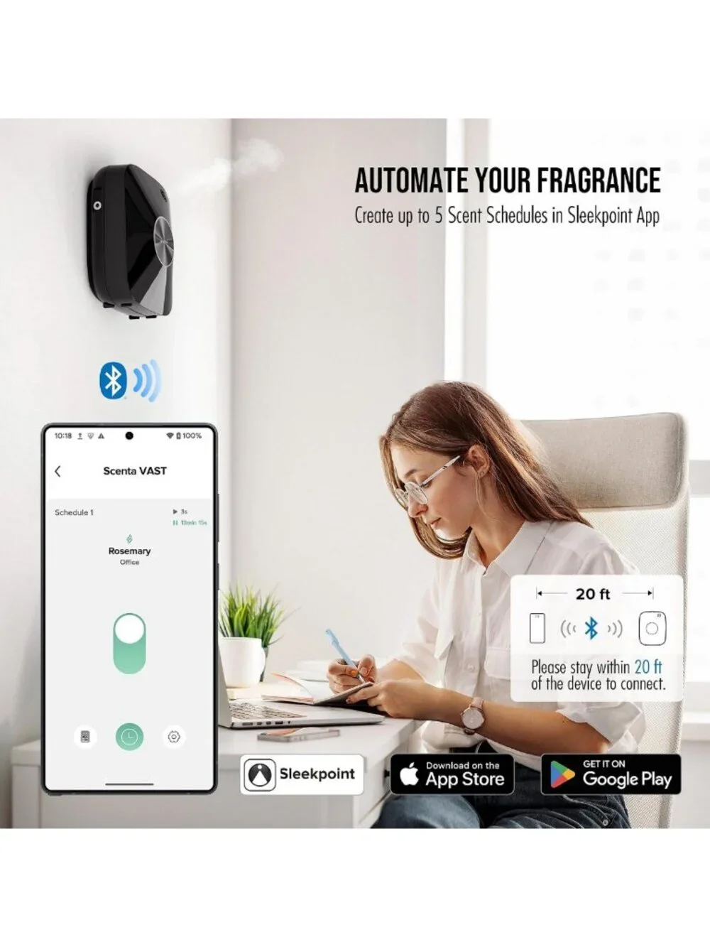 Smart Waterless Essential Oil Diffuser for Large Rooms - Aromatherapy